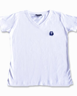 white and navy womens v neck